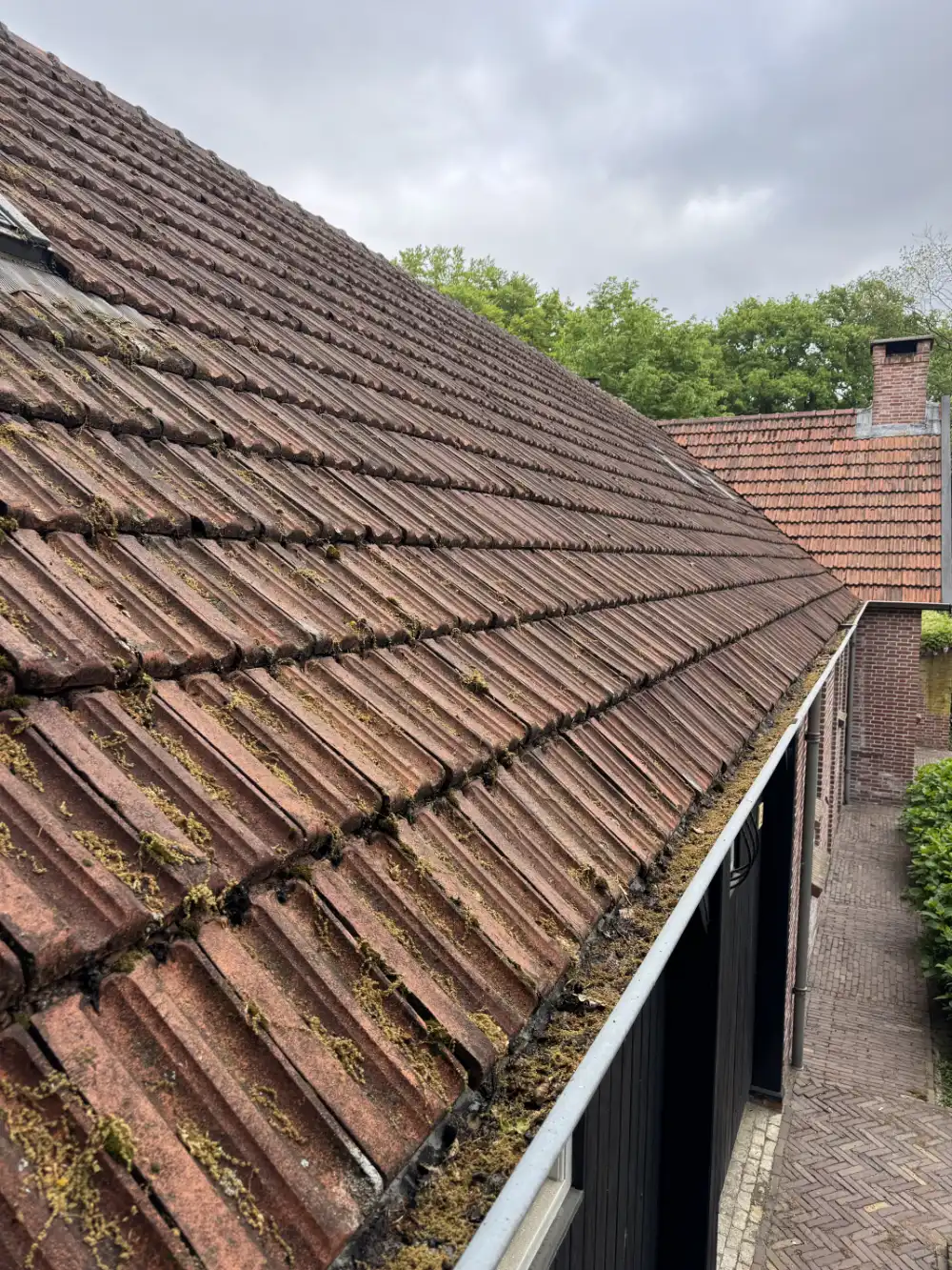 Dak voor reiniging, zichtbaar vuil en aanslag