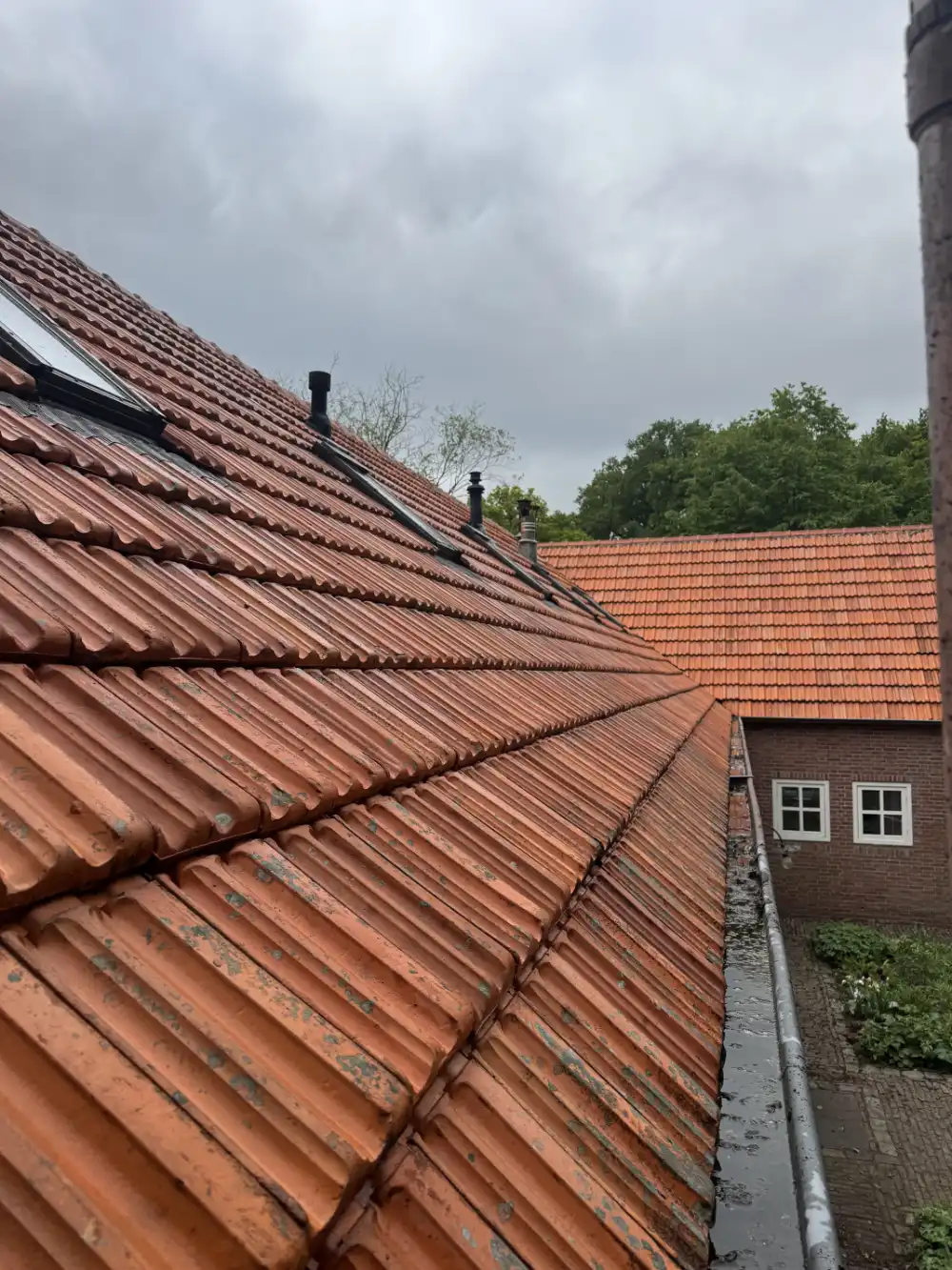Dak na reiniging, schoon en vrij van aanslag