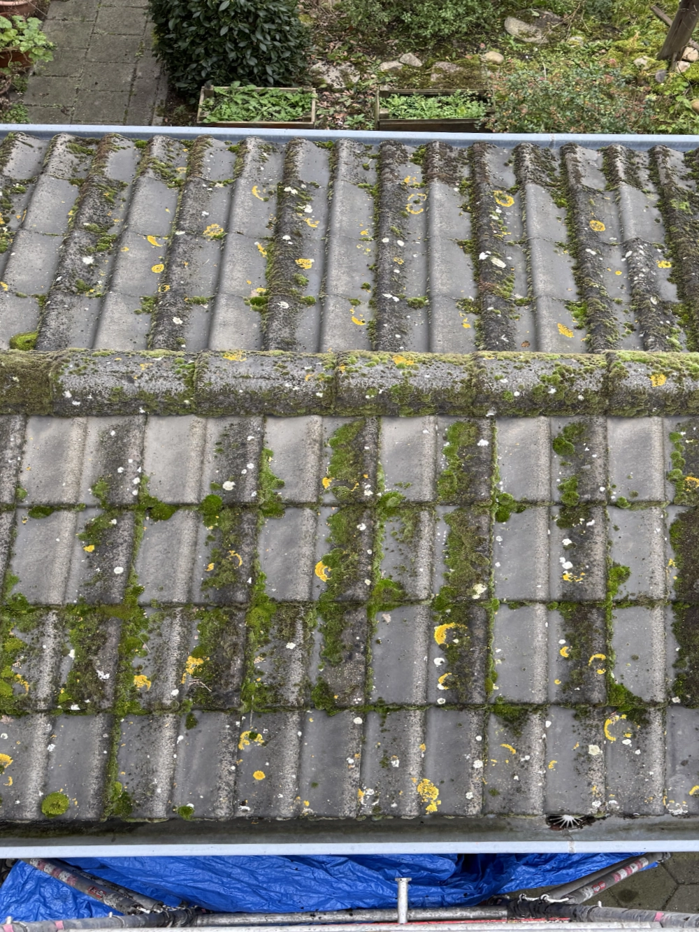 Dak voor reiniging, zichtbaar vuil en aanslag